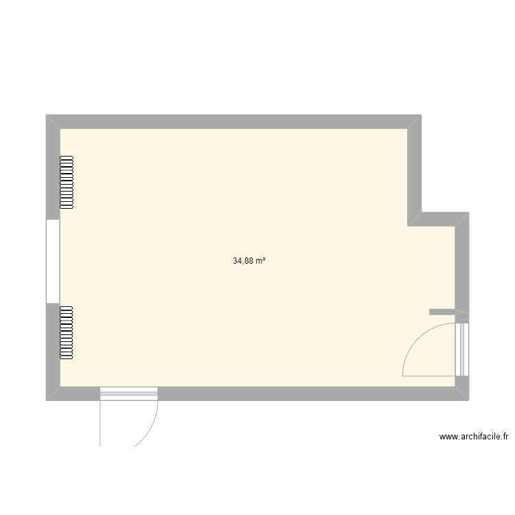 216. Plan de 1 pièce et 35 m2