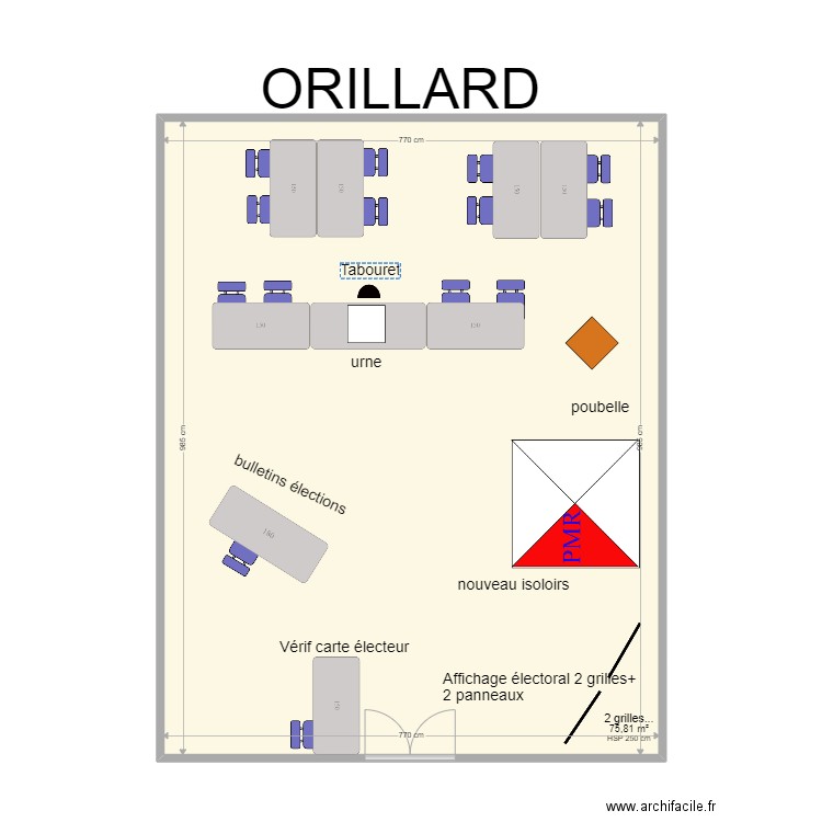 Orillard. Plan de 1 pièce et 76 m2