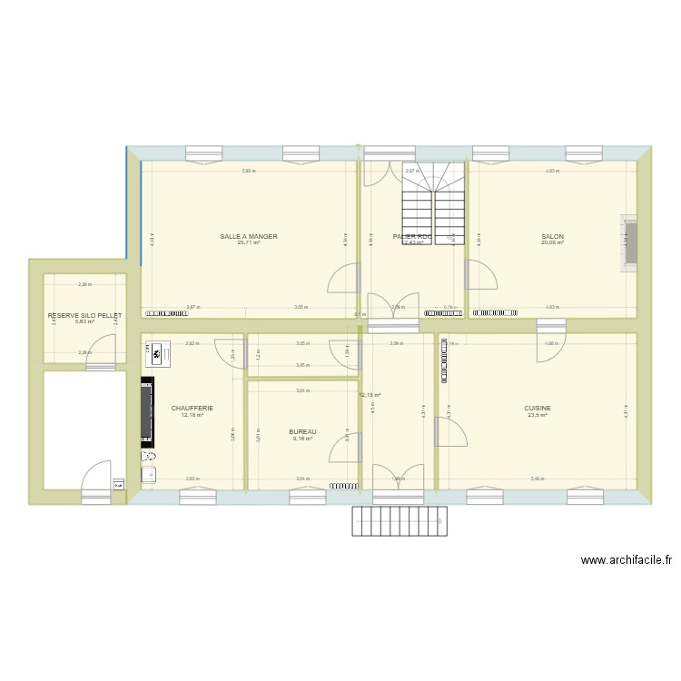 SNDP RDC. Plan de 8 pièces et 121 m2