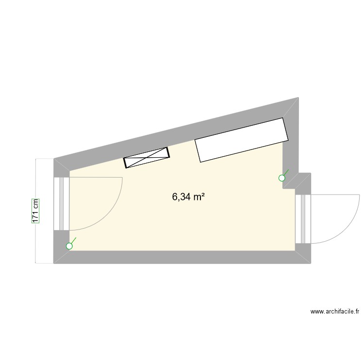 Mas Entrée. Plan de 1 pièce et 6 m2