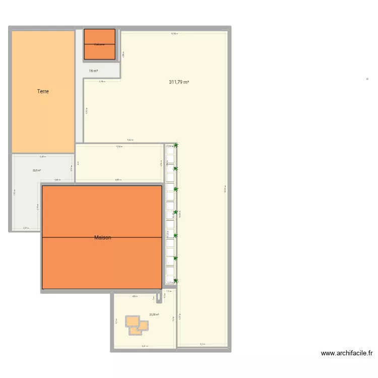 sdb. Plan de 14  et 622 m²
