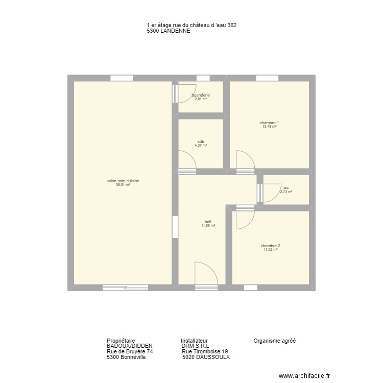 BADOUX 1er. Plan de 7 pièces et 85 m2