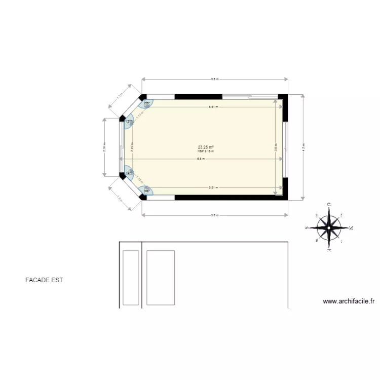 VERANDA MACONNEE FACADE EST. Plan de 
