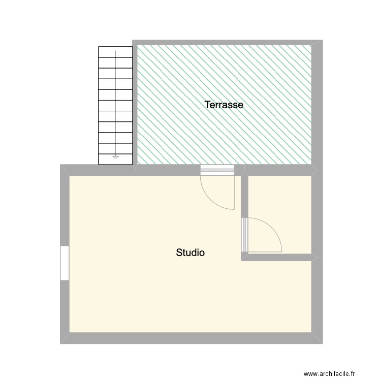Studio Ch Wavre 201. Plan de 3 pièces et 32 m2