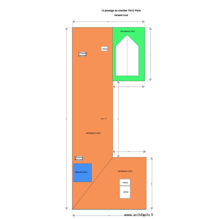 12 PASSAGE DU CHANTIER 75012 PARIS. Plan de 1 pièce et 100 m2