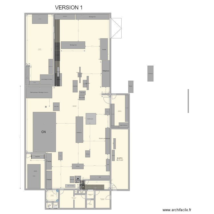 atelier Yann V1. Plan de 14 pièces et 627 m2