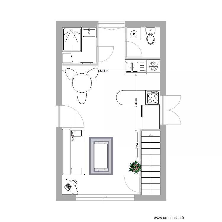 studio libourne 2. Plan de 