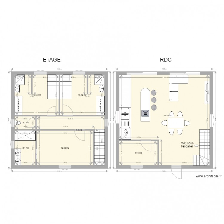 Maison 100m2 Etage Plan Dessiné Par