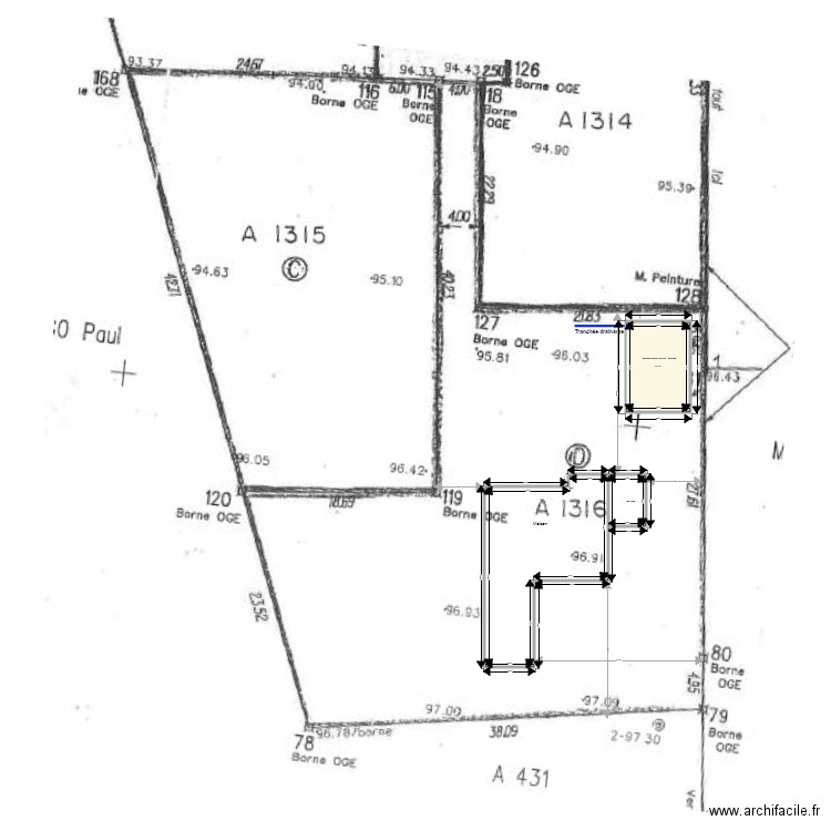 Plan masse avec abris. Plan de 0 pièce et 0 m2