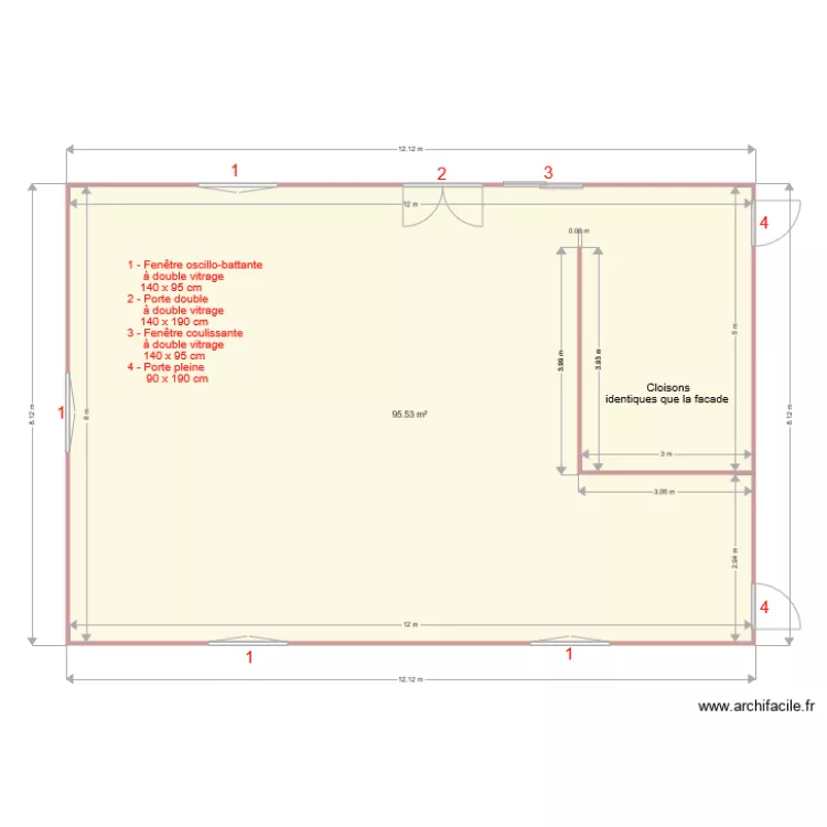Salle pour devis. Plan de 