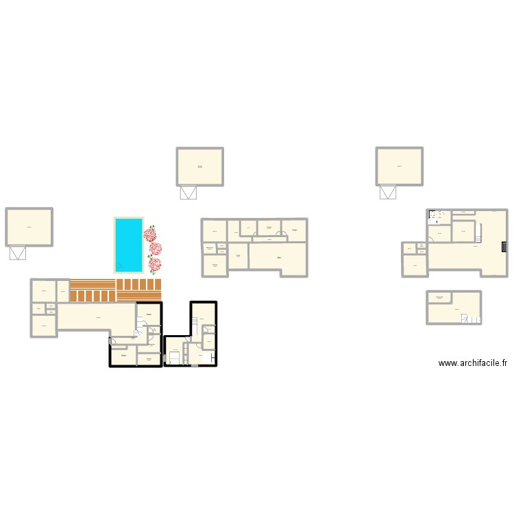 maison projet officiel. Plan de 46 pièces et 571 m2