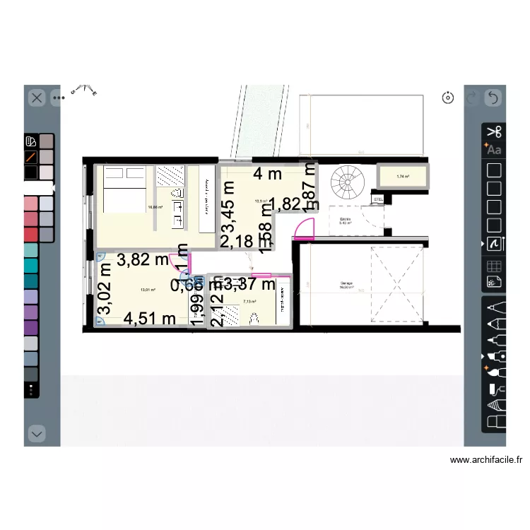 Simu 2. Plan de 5 pièces et 50 m²