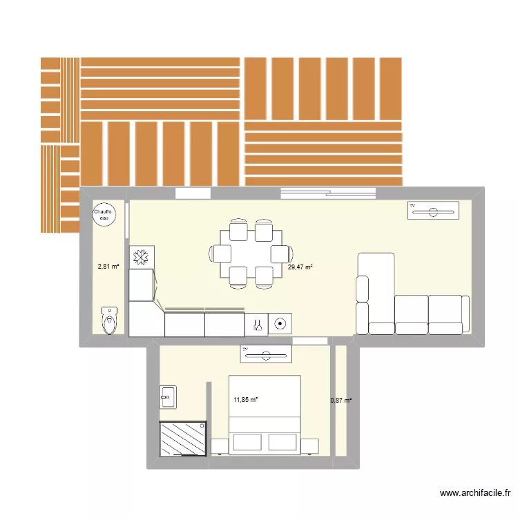 appart saint laurent. Plan de 4  et 45 m²