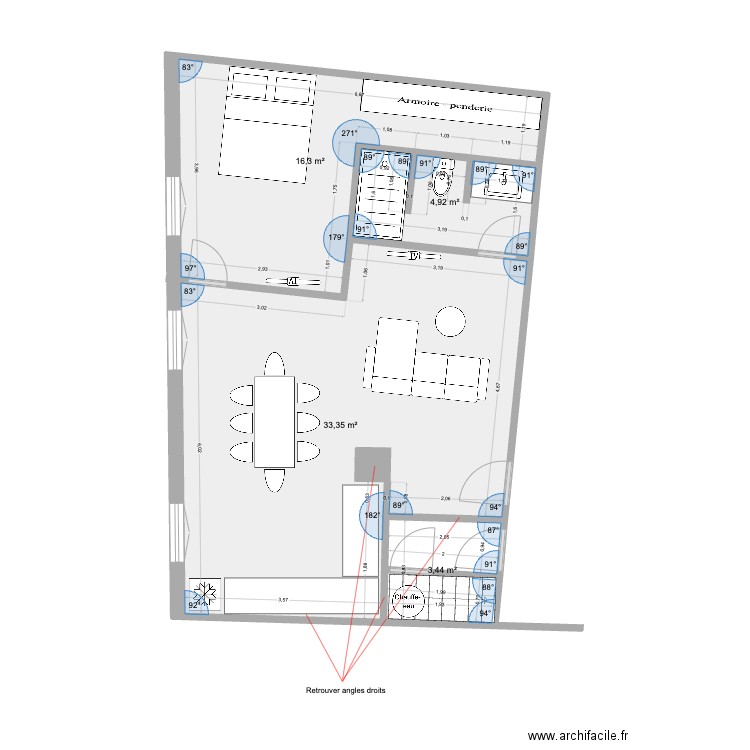 GRAVESON APPART 2 - V1. Plan de 4 pièces et 58 m2