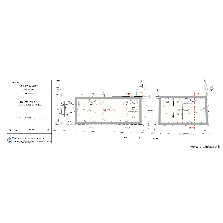 Surface PM. Plan de 2 pièces et 132 m2