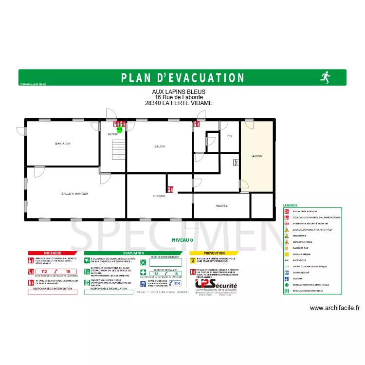 AUX LAPINS BLEUX RDC. Plan de 