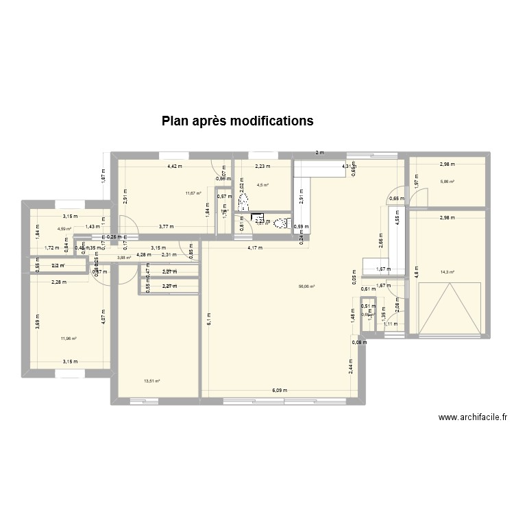 Maison pour cuisine. Plan de 16 pièces et 275 m2