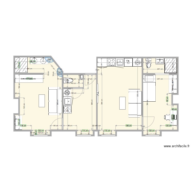 DUVIVIER 1ER ETAGE EN 2 STUDIOS. Plan de 0 pièce et 0 m2
