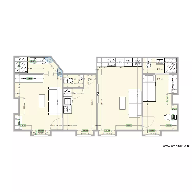 DUVIVIER 1ER ETAGE EN 2 STUDIOS. Plan de DUVIVIER 1ER ETAGE EN 2 STUDIOS. Plan de