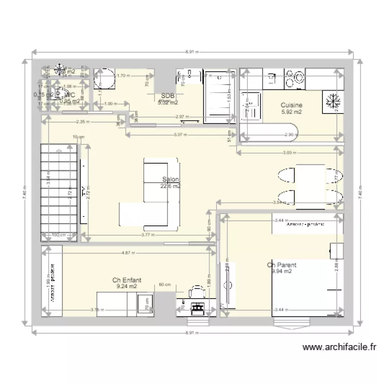 APPARTEMENT REVERCHON V2. Plan de 