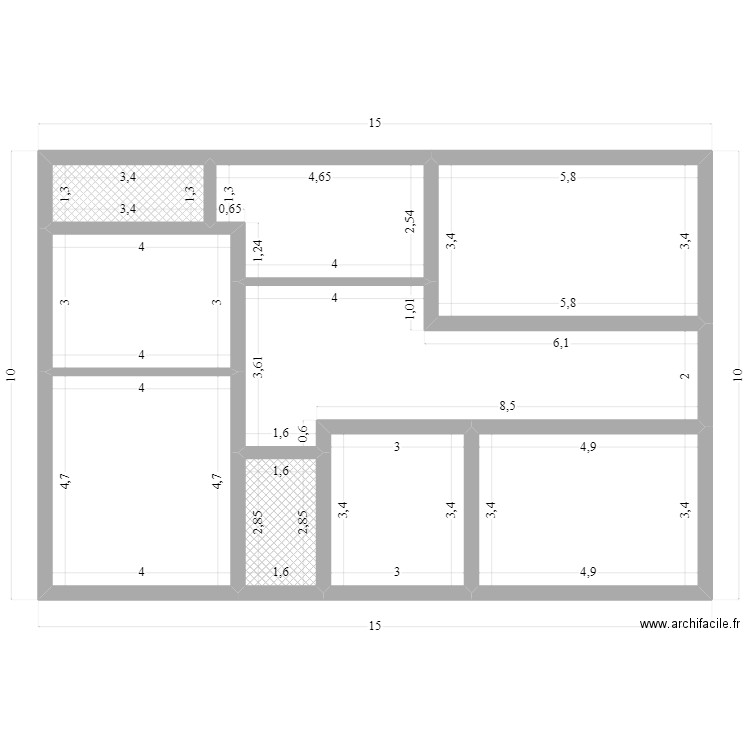نموذج تجريبي. Plan de 9 pièces et 123 m2