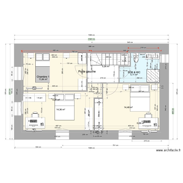 ANAIS BAT1 ETAGE 11 01 2023 v2. Plan de 9 pièces et 51 m2