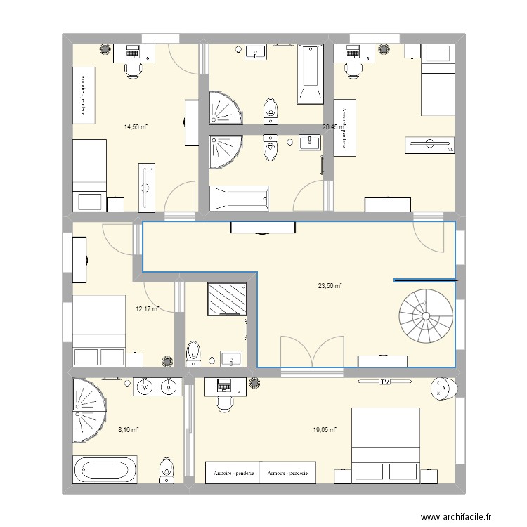 house 3. Plan de 6 pièces et 104 m2