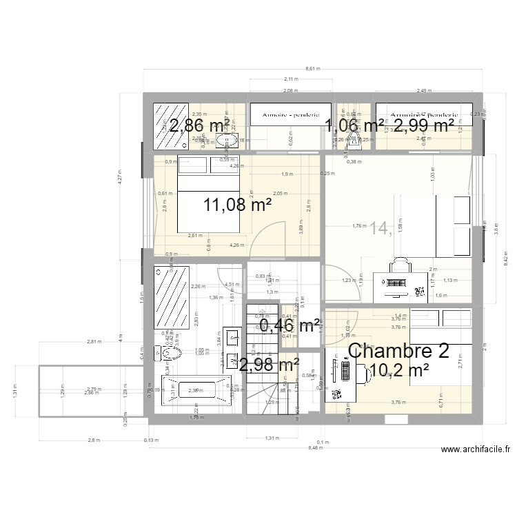 BUZENVAL. Plan de 45 pièces et 548 m2