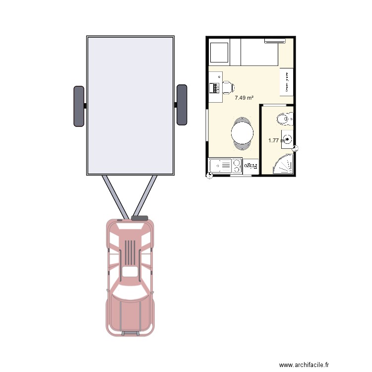 bungalow à roues 1. Plan de 0 pièce et 0 m2