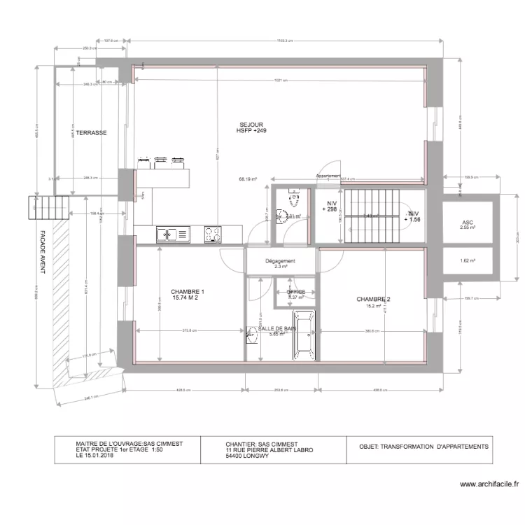 SAS CIMMEST LONGWY 1 ETAGE PROJET 1. Plan de SAS CIMMEST LONGWY 1 ETAGE PROJET 1. Plan de