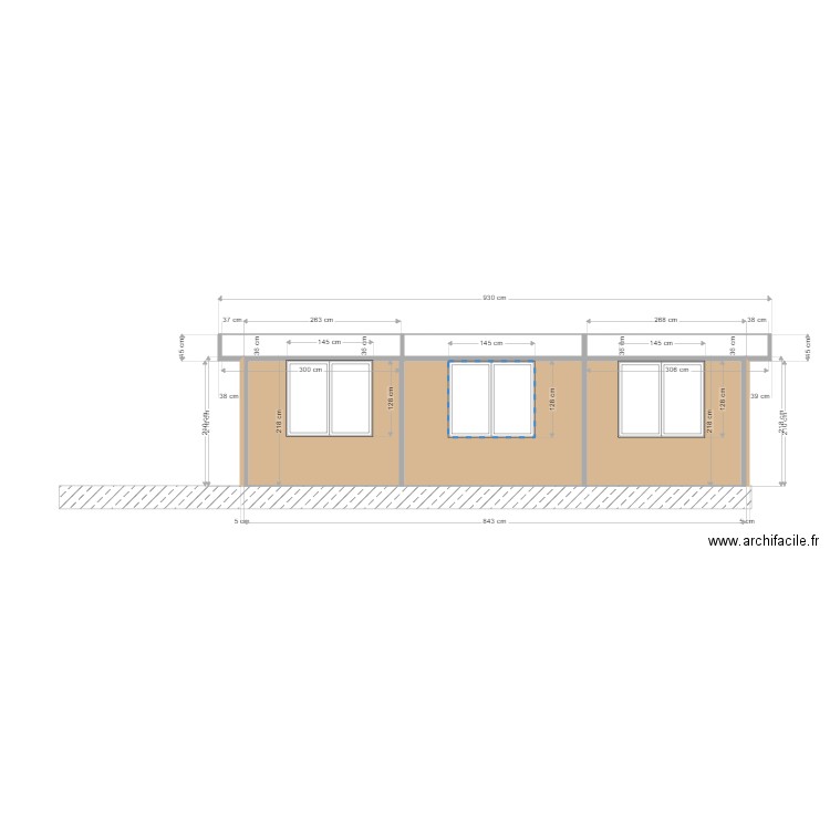 Facade Véranda avec fenêtre 03 fevrier. Plan de 4 pièces et 18 m2