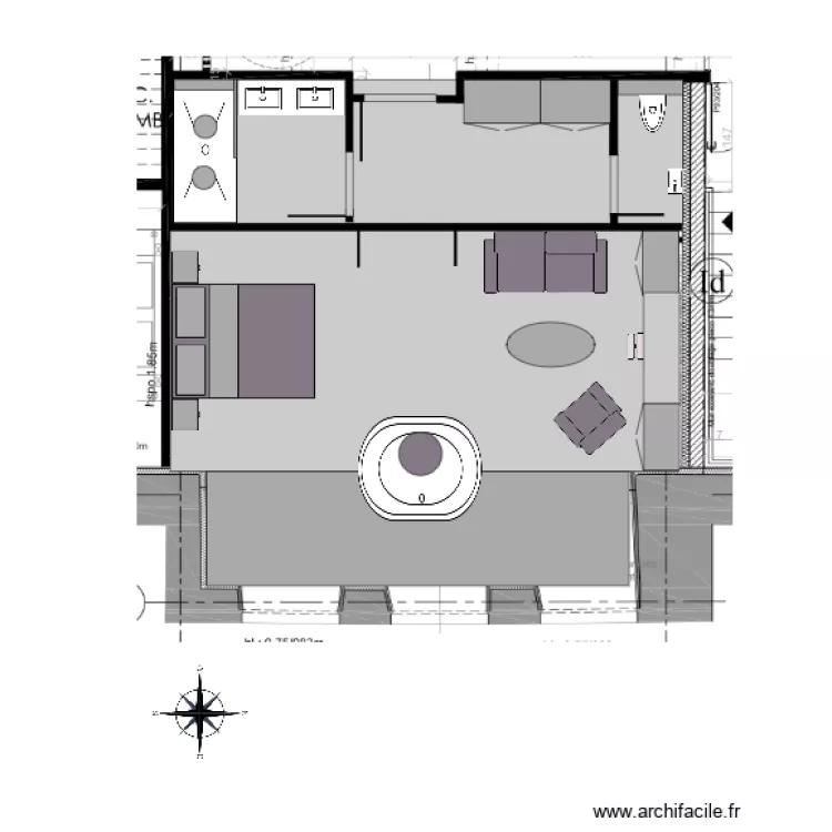 CHAMBRE 8C. Plan de 