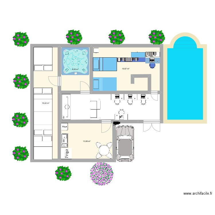 Maison des rêves . Plan de 4 pièces et 61 m2