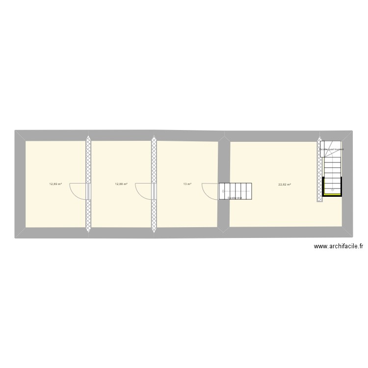 Rugles rdc2  plan2. Plan de 4 pièces et 62 m2