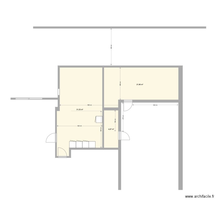 Projet travaux 2022. Plan de 3 pièces et 58 m2