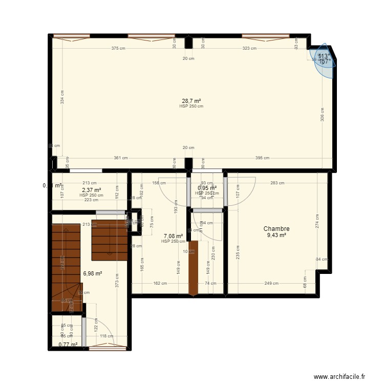 ETAGE 2 appart no2. Plan de 8 pièces et 56 m2