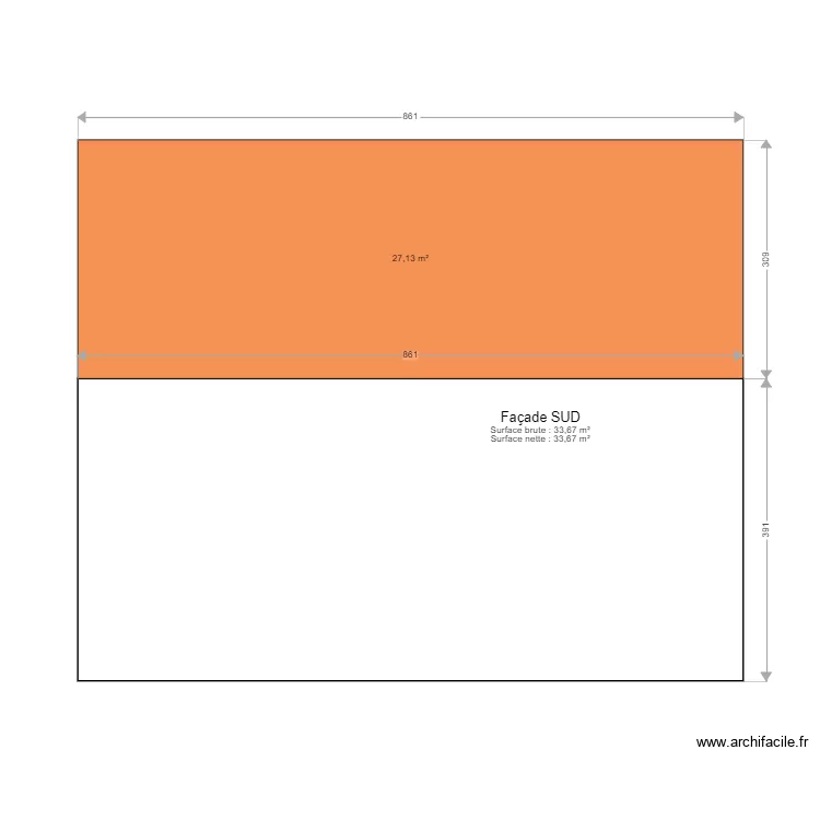 FACADE SUD. Plan de 