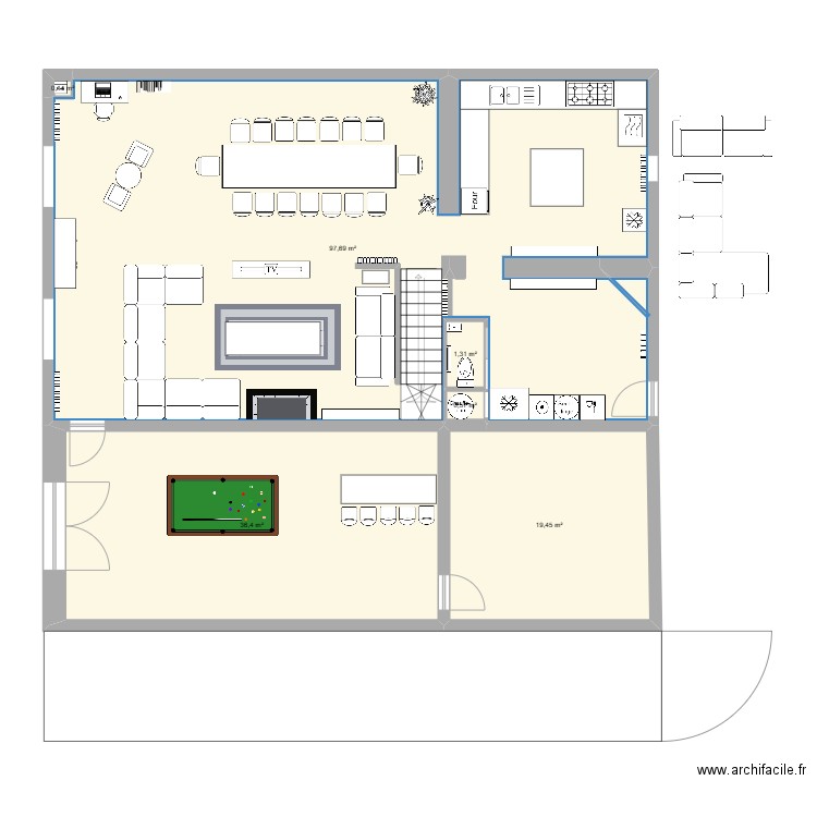 maison granger rdc 2. Plan de 6 pièces et 156 m2