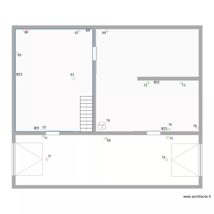 prise de courants sous sol . Plan de 