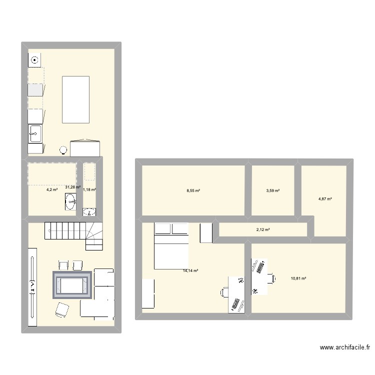 spzoo. Plan de 9 pièces et 81 m2