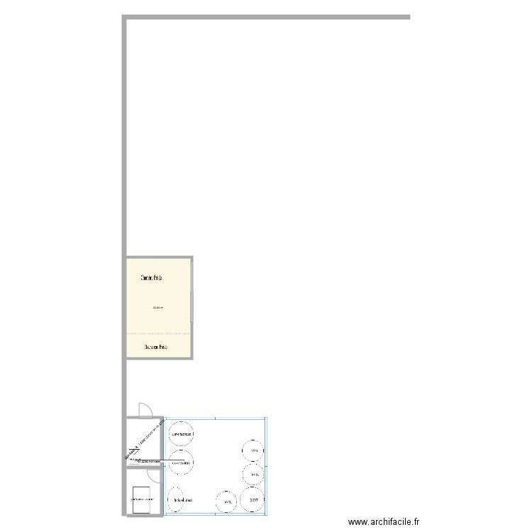 brasserie. Plan de 1 pièce et 23 m2