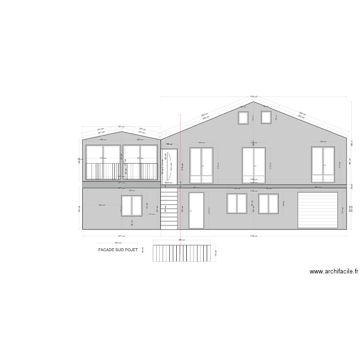 Plan Façade Sud. Plan de 0 pièce et 0 m2