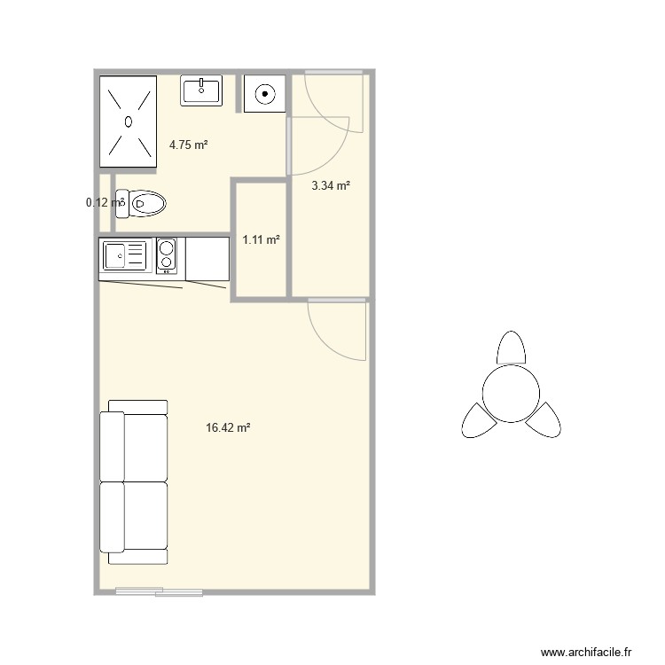 Studio modif SDB. Plan de 0 pièce et 0 m2
