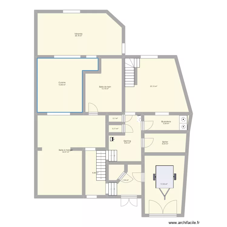 maison rez ext. Plan de 