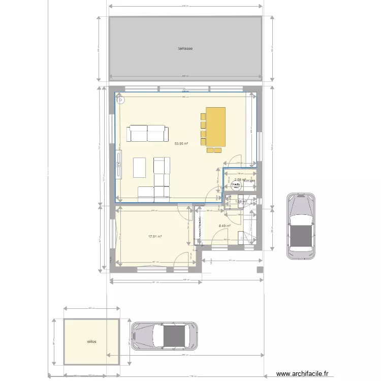 MAISON EN LONG. Plan de 