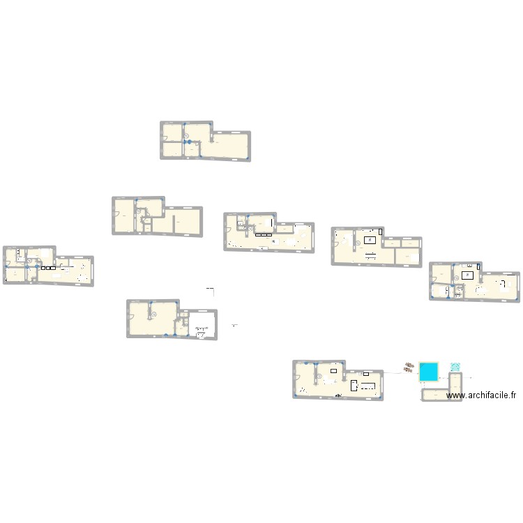 Maison 31 bis. Plan de 29 pièces et 994 m2