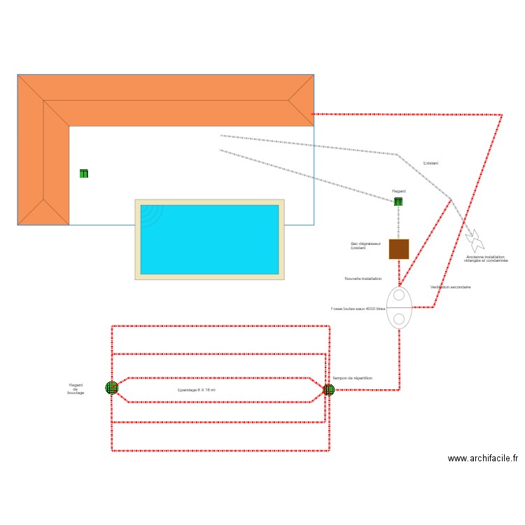 Schéma assainissement Mons. Plan de 0 pièce et 0 m2