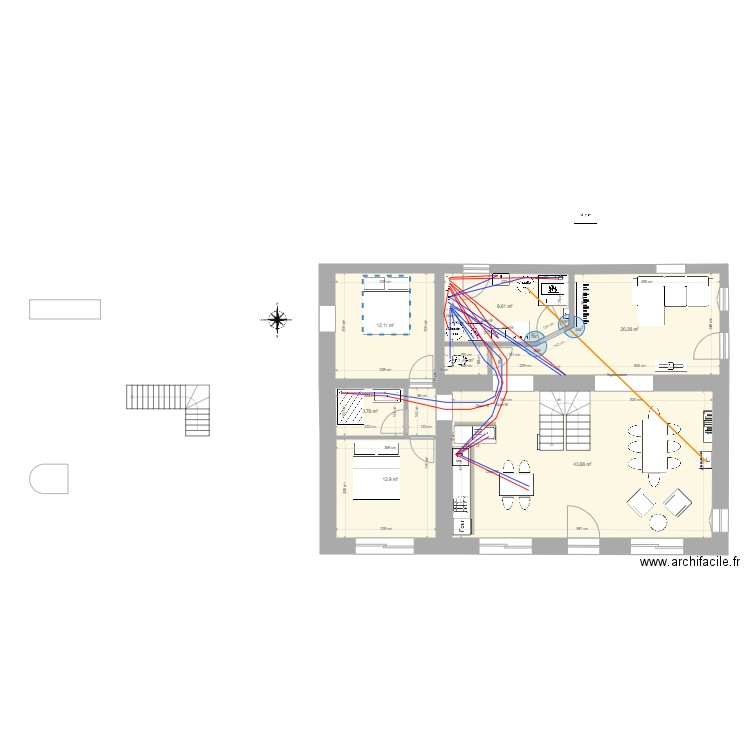 sausseyRDCprojetAurelien réseaux plomberie adduction eau. Plan de 0 pièce et 0 m2