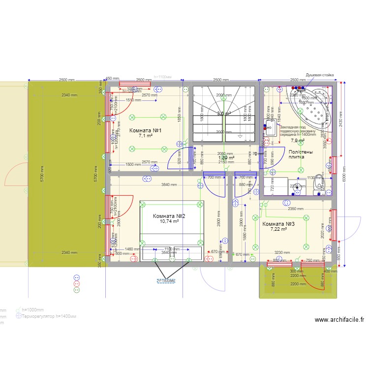 105 2 Фаворит. Plan de 14 pièces et 120 m2