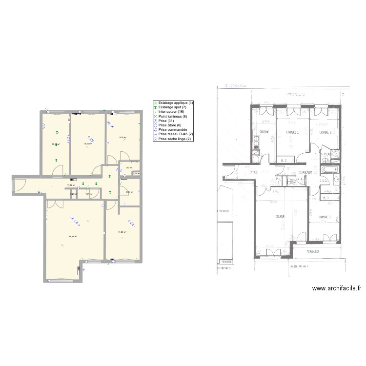 véronique. Plan de 11 pièces et 86 m2